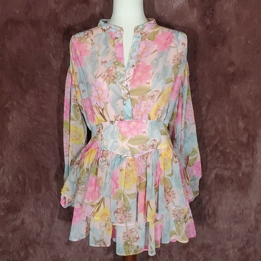 Olivaceous Floral Mini Dress